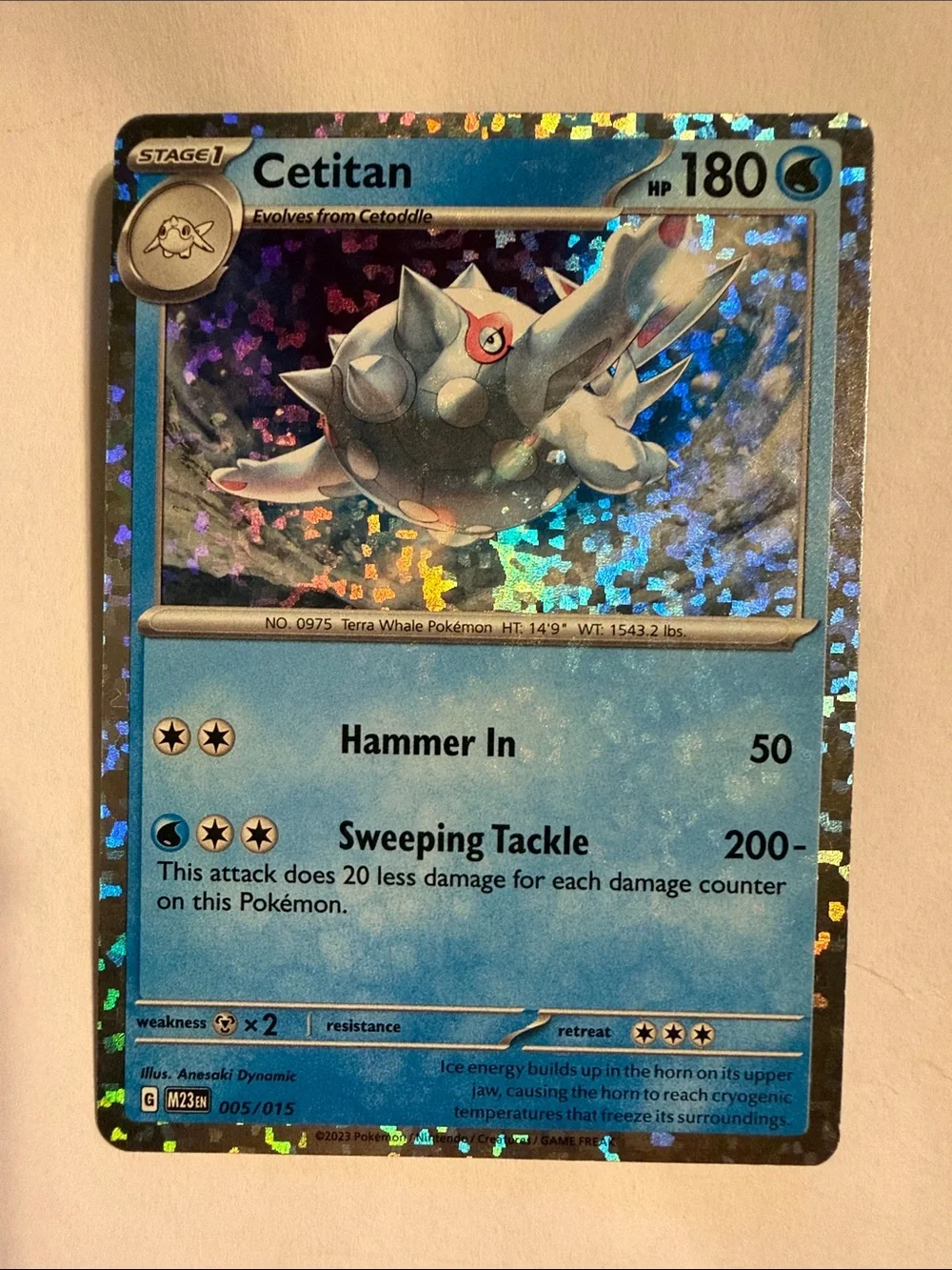Pokémon Card Cetitan Holo Holographic 005/015 - Stage 1 - HP 180 - Terra Whale